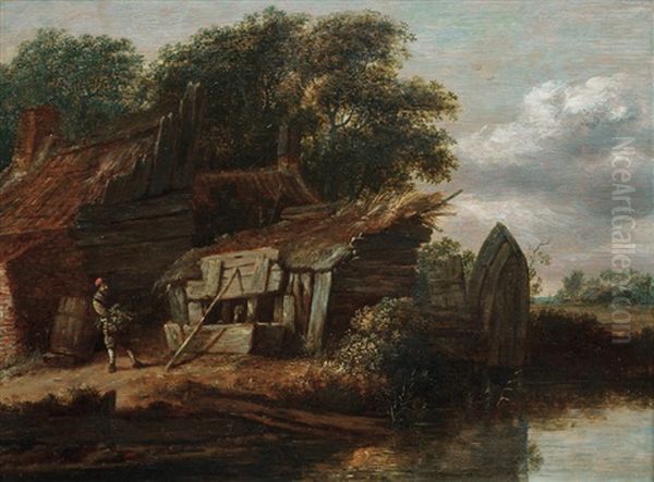 Landscape With Farmyard By The Water Oil Painting by Cornelis Gerritsz Decker