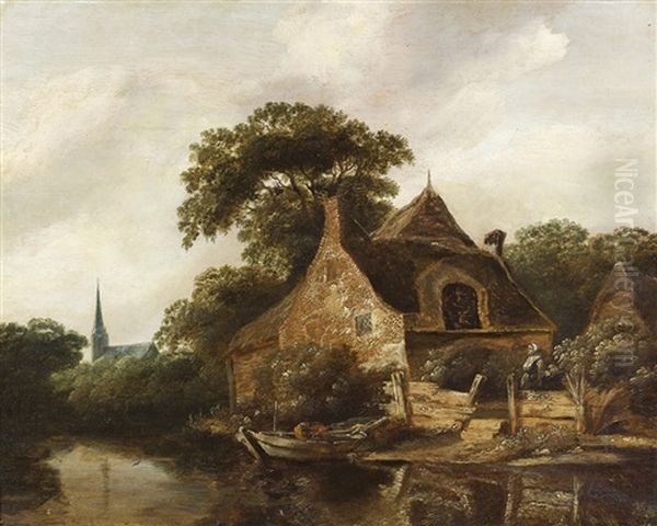 Maisons Au Bord D'un Fleuve Oil Painting by Cornelis Gerritsz Decker