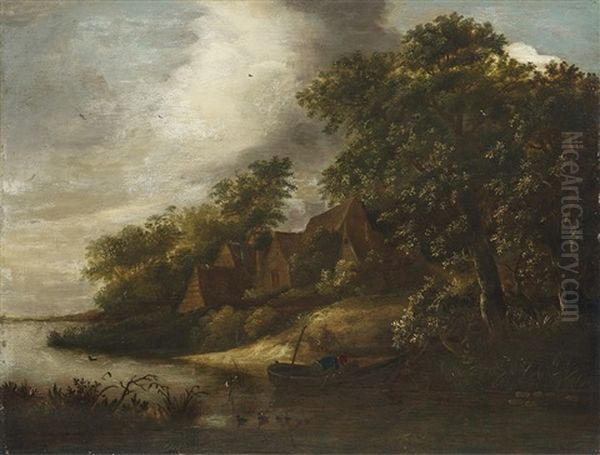 River Landscape With Fishing Boats by Cornelis Gerritsz Decker