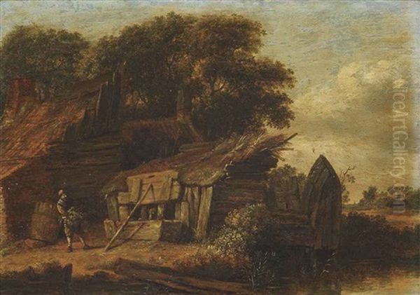 A Wooded River Landscape With A Figure Outside A Cottage Oil Painting by Cornelis Gerritsz Decker