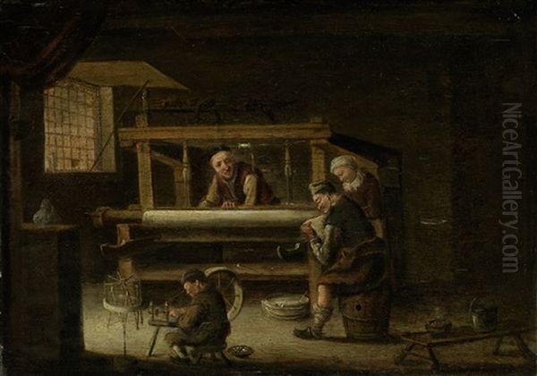 Die Weberwerkstatt Oil Painting by Cornelis Gerritsz Decker