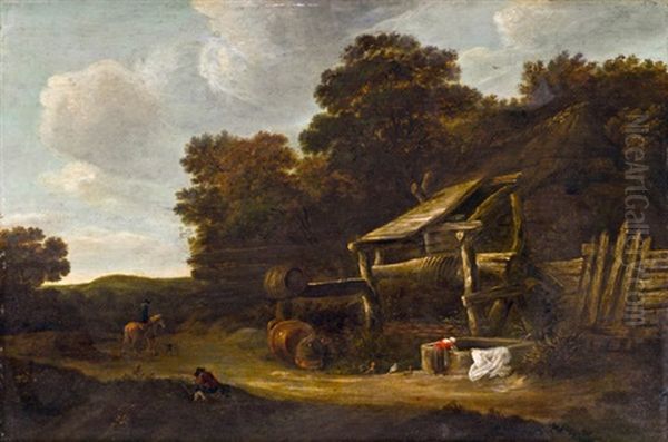 Landschaft Mit Frau Am Brunnen Oil Painting by Cornelis Gerritsz Decker