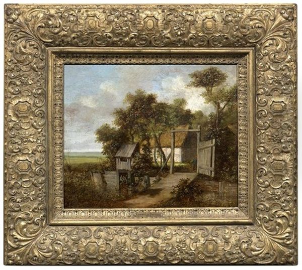 Baumumstandene Bauernkate In Hollandischer Flachlandschaft Oil Painting by Cornelis Gerritsz Decker