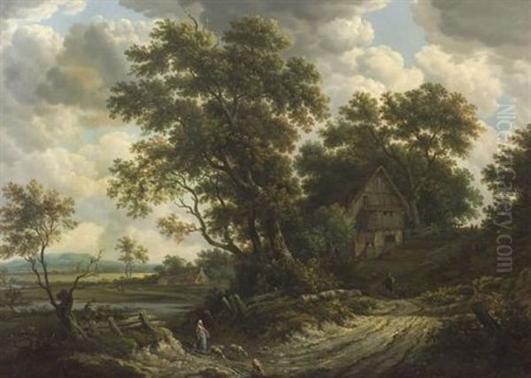 Country Panorama With Figures And Livestock Oil Painting by Cornelis Gerritsz Decker