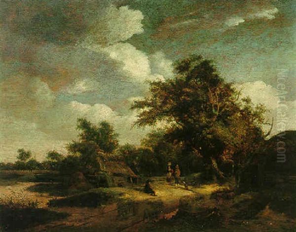 A Wooded Landscape With Peasants On A Path by Cornelis Gerritsz Decker