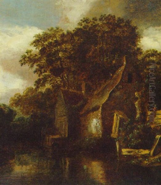 A Cottage On A River Oil Painting by Cornelis Gerritsz Decker