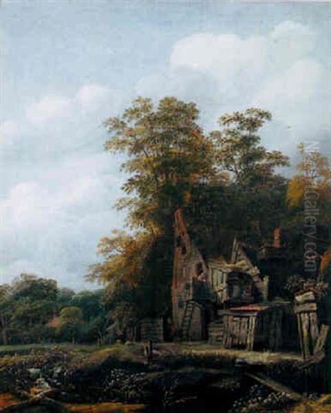 Paysage A La Chaumiere Oil Painting by Cornelis Gerritsz Decker