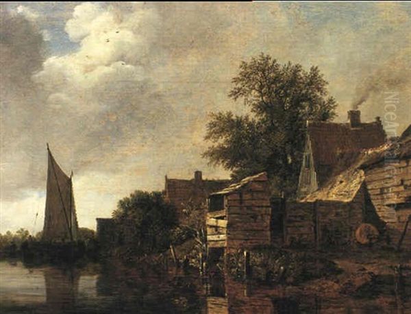 Buildings By A Waterway Oil Painting by Cornelis Gerritsz Decker