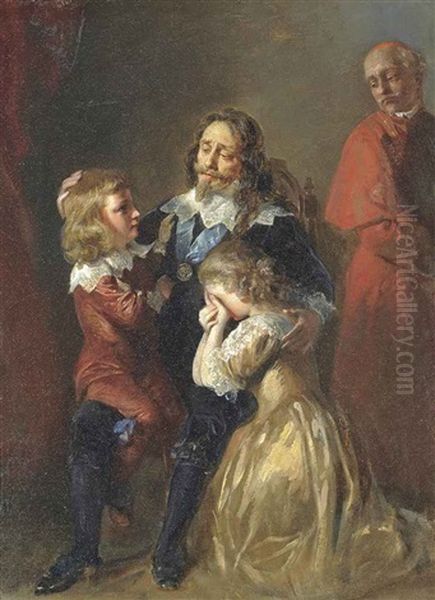 Charles I Bidding Farewell To His Children Oil Painting by Georg Decker