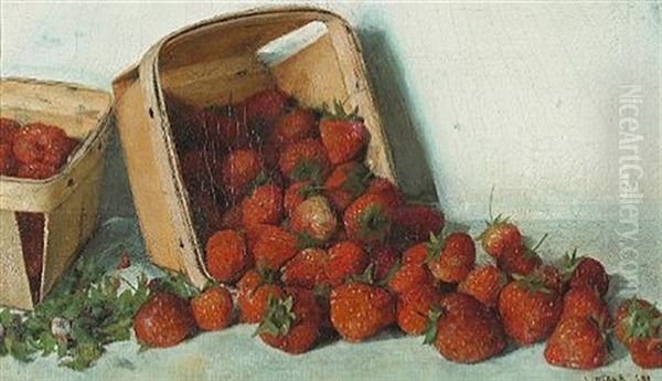 A Punnet Of Strawberries Oil Painting by Joseph Decker