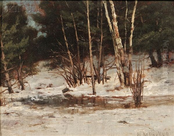 Winter Scene With Trees Oil Painting by Robert M. Decker