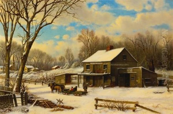 Winter Morning Oil Painting by Robert M. Decker