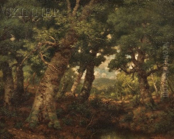 View Of A Clearing Through A Grove Oil Painting by Robert M. Decker