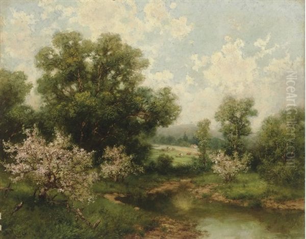 Spring Landscape Oil Painting by Robert M. Decker