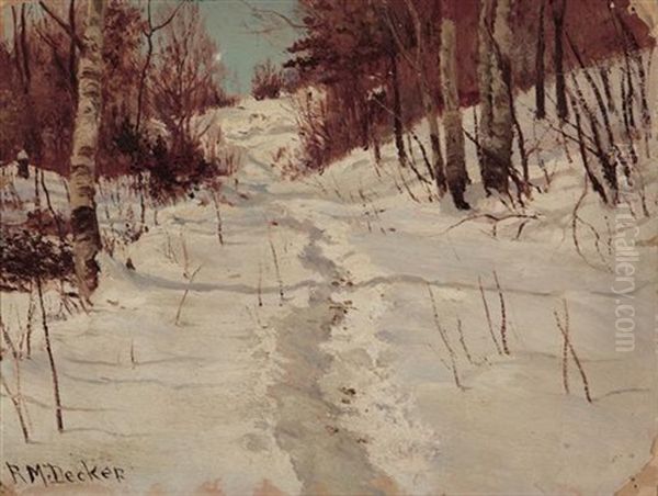 Winter Path Oil Painting by Robert M. Decker