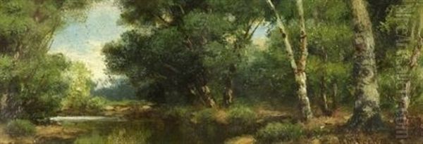 Woods And River Oil Painting by Robert M. Decker