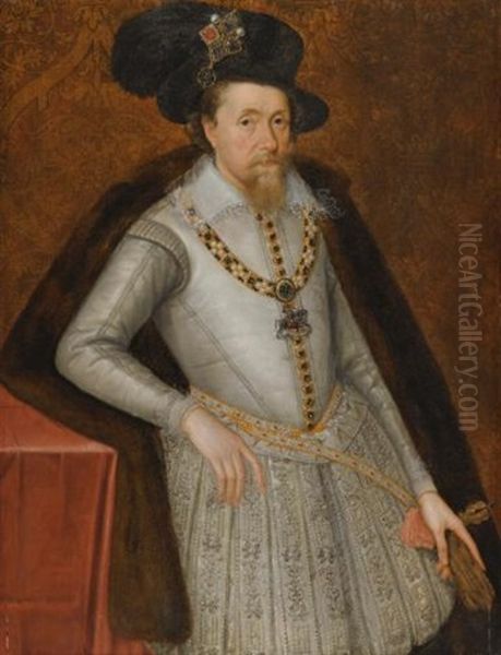 Portrait Of James I Oil Painting by John Decritz the Elder