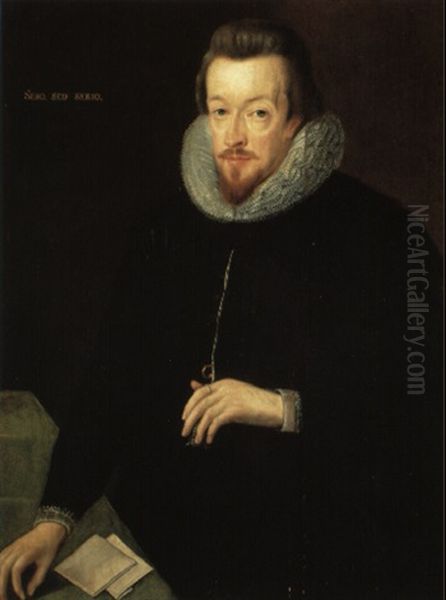 Portrait Of Sir Rober Cecil, 1st Viscount Cranbourne Oil Painting by John Decritz the Elder