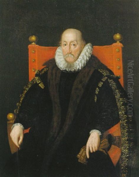 Portrait Of Sir Henry Norris Of Rycote, Oxfordshire Oil Painting by John Decritz the Elder