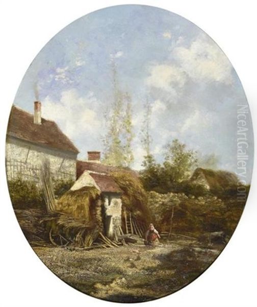 Cour De Ferme Animee Oil Painting by Alexandre Defaux