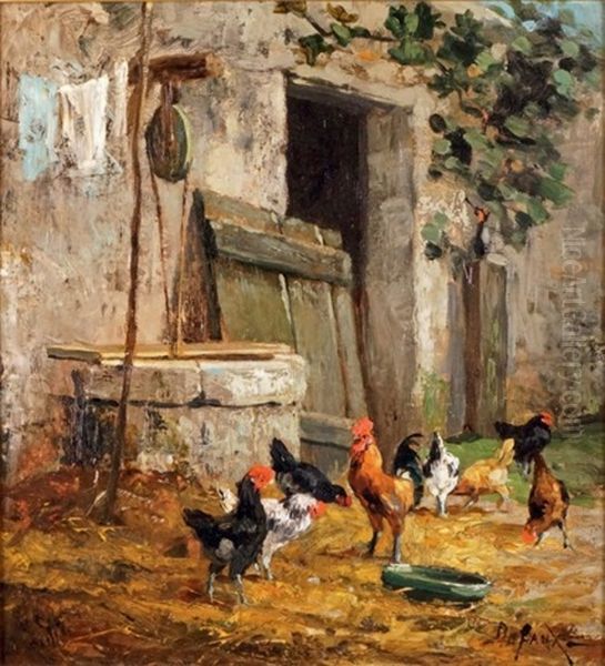 Les Poules Oil Painting by Alexandre Defaux