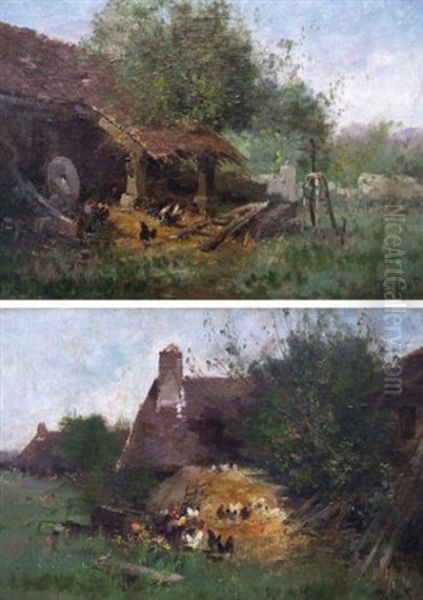 Scenes De Basse-cour (2 Works In 1 Frame) by Alexandre Defaux