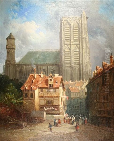 Cathedral In France Oil Painting by Alexandre Defaux