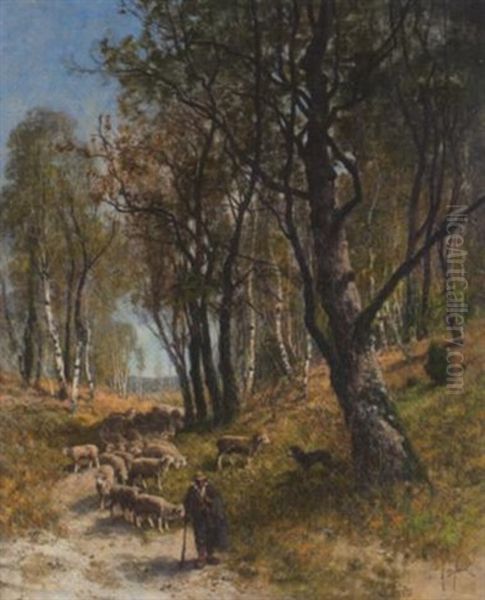 Hirte Mit Seiner Schafherde Oil Painting by Alexandre Defaux