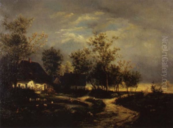 Landschaft Mit Hof Oil Painting by Alexandre Defaux