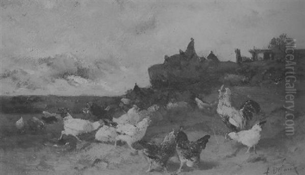 Coqs Et Poules Oil Painting by Alexandre Defaux