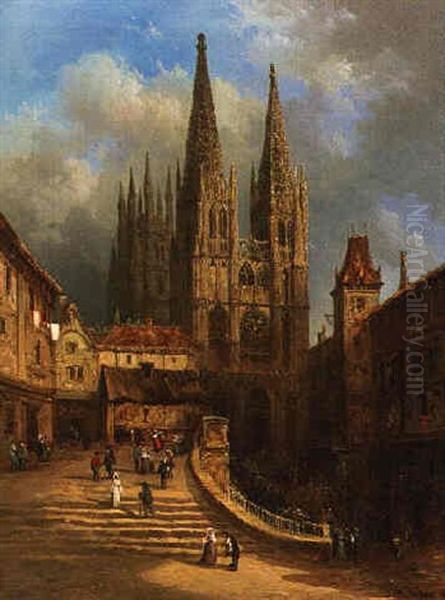 The Village Cathedral Oil Painting by Alexandre Defaux