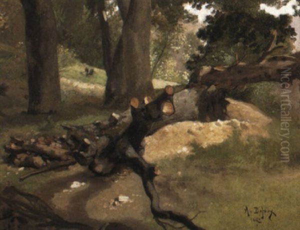 A Fallen Tree Oil Painting by Alexandre Defaux