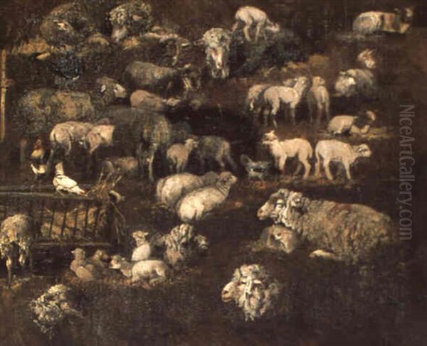 Etude De Moutons Oil Painting by Alexandre Defaux