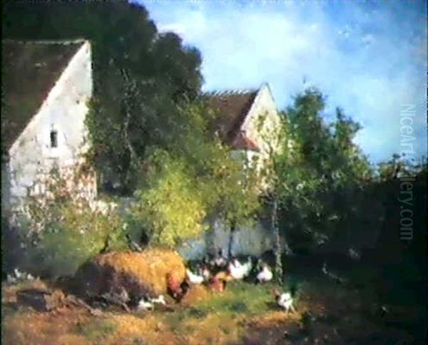 La Cour De Ferme Oil Painting by Alexandre Defaux