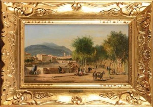 Vue De Nice Oil Painting by Jean-Joseph-Jules Defer