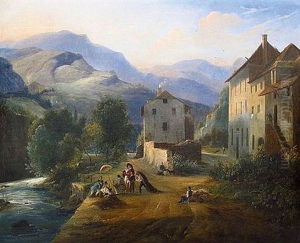 Le Peintre Sur Le Motif Oil Painting by Jean-Joseph-Jules Defer