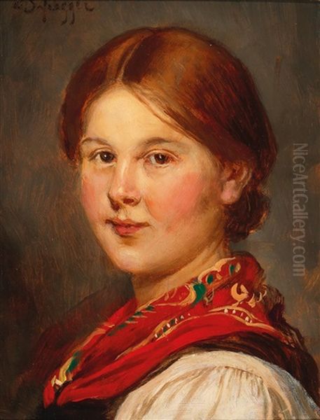 Tyrolean Girl Oil Painting by Franz Von Defregger