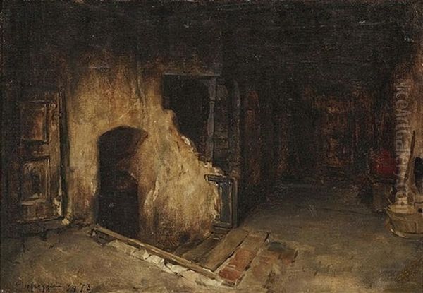 From A Farmhouse - Study Oil Painting by Franz Von Defregger