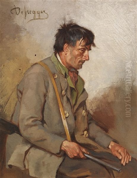 Sitzender Jager Oil Painting by Franz Von Defregger