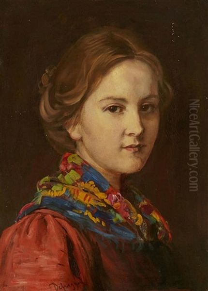 A Portrait Of A Young Tyrolean Woman Oil Painting by Franz Von Defregger