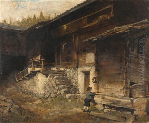 Hofstudie Aus Tirol Oil Painting by Franz Von Defregger