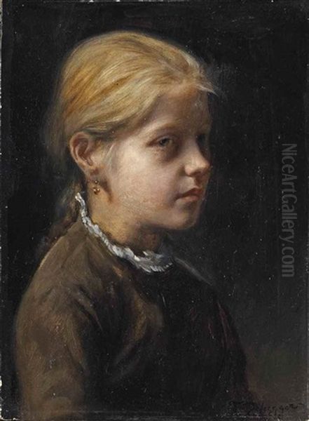 A Tiroler Girl Oil Painting by Franz Von Defregger