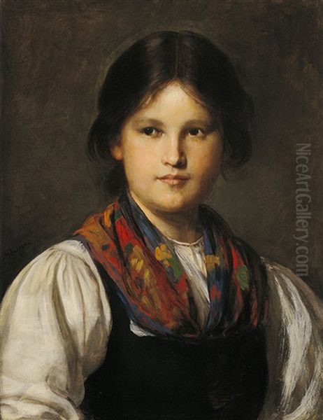 Tyrolean Girl Oil Painting by Franz Von Defregger