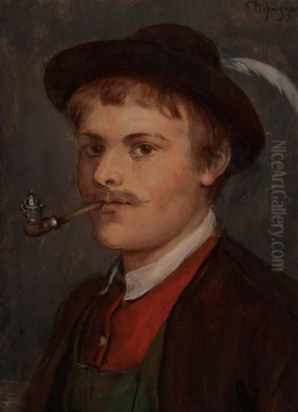 Man With Pipe Oil Painting by Franz Von Defregger