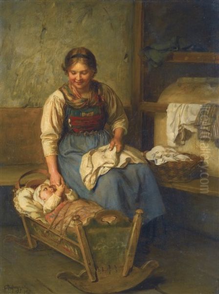 Mother's Pride Oil Painting by Franz Von Defregger