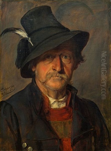 Bauer Mit Hut Oil Painting by Franz Von Defregger