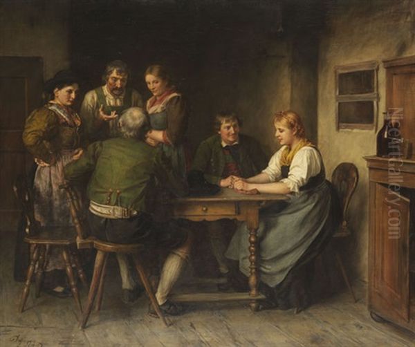 Die Werbung Oil Painting by Franz Von Defregger