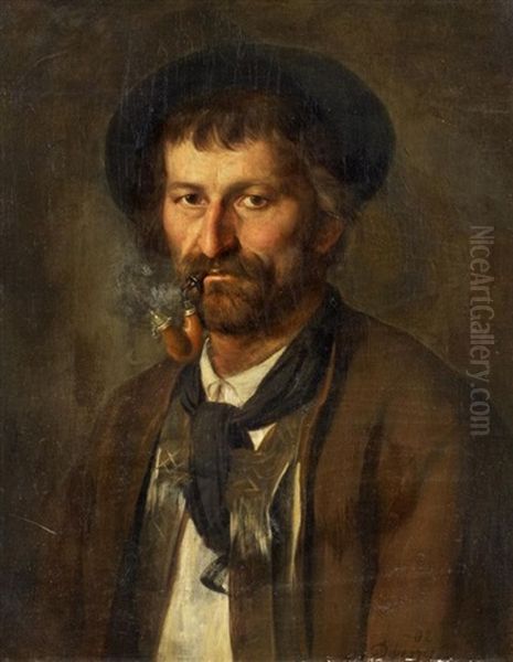 Portrat Eines Tiroler Bauern Oil Painting by Franz Von Defregger