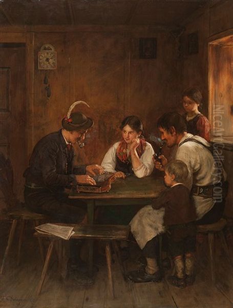 Musikunterricht Oil Painting by Franz Von Defregger