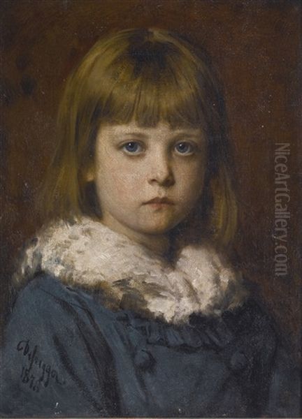 Ein Junges Madchen (the Little Girl) Oil Painting by Franz Von Defregger